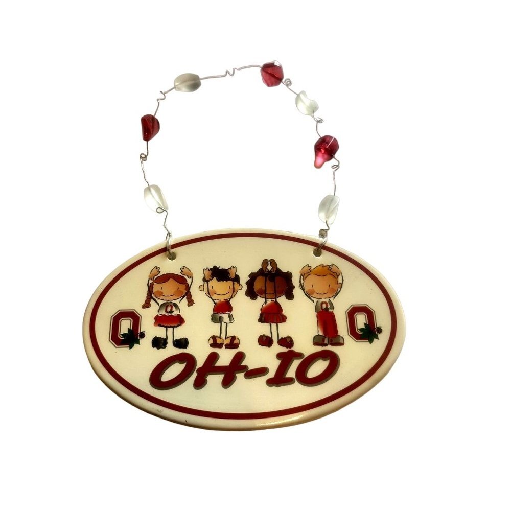 The Ohio State University OH-IO Kid Spellout Wall Art Hanging‎ Plaque 7"x10"